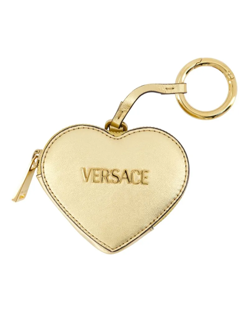Versace Women's Coin Keychain -  Leather Gold Calfskin Accessories Keychains Gold