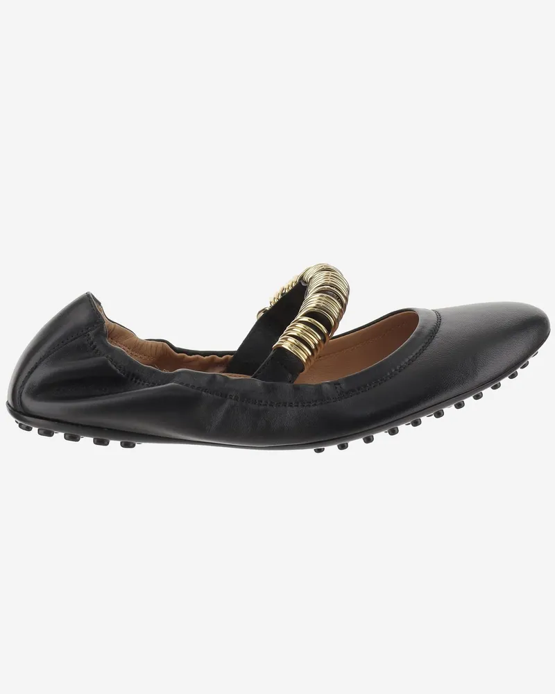 TOD'S Women's Ballerina Slippers Nappa Leather Black Lambskin Black