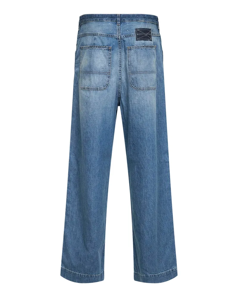 Maison Margiela Women's Wide-Leg Jeans Light Blue Cotton Blue