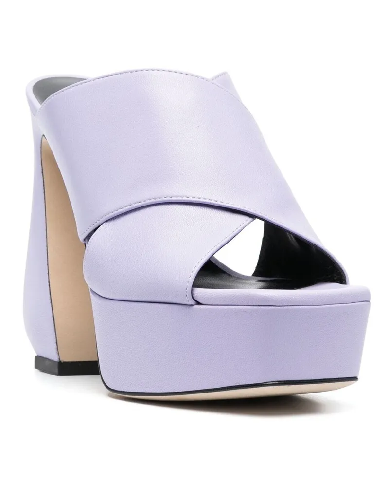 Sergio Rossi Platform Leather Heel Mule — Lilac Lilac