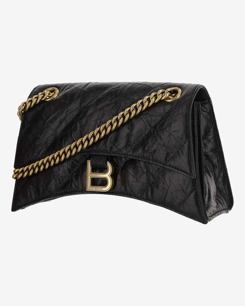 Balenciaga Women's Hourglass Shoulder Bag Black Calfskin Black