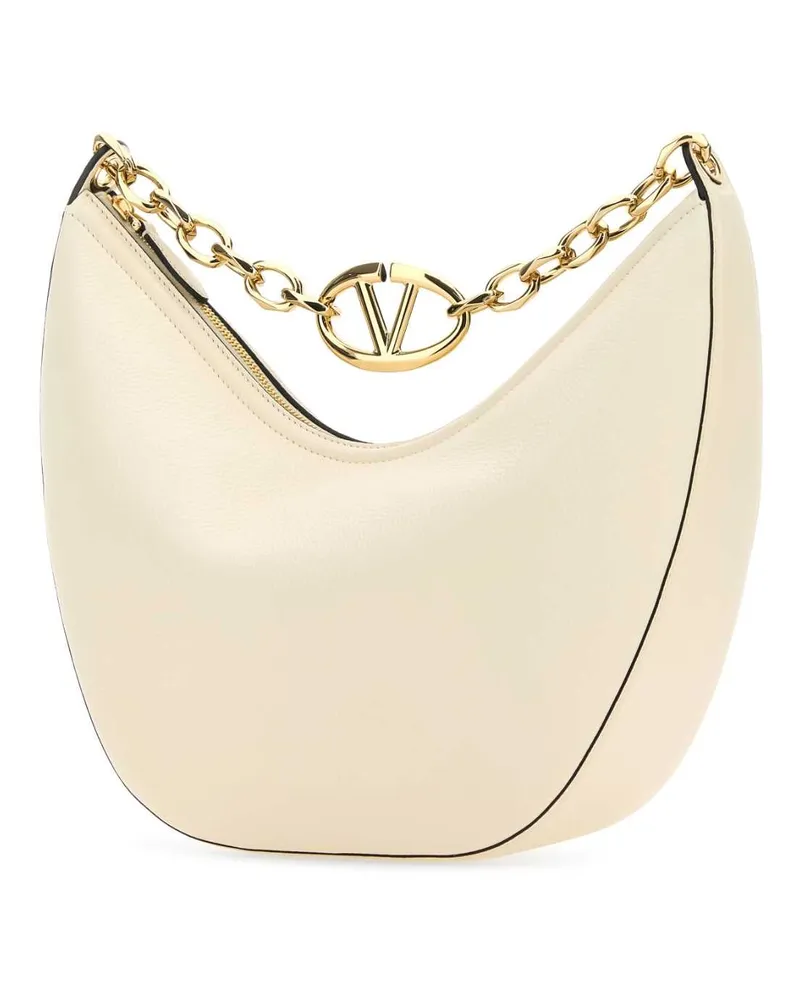 Valentino Garavani Women's Gold-Chain Handle Shoulder Bag White Leather White
