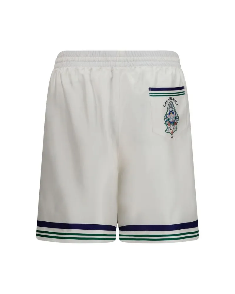 Casablanca Paris Men's White Silk Bermuda Shorts White
