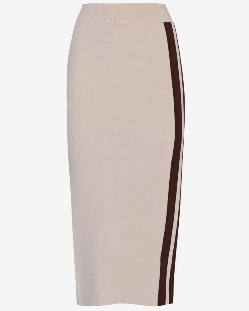 Pinko Women Rainbow Skirt Lurex Piqué Fabric Beige Viscose Beige