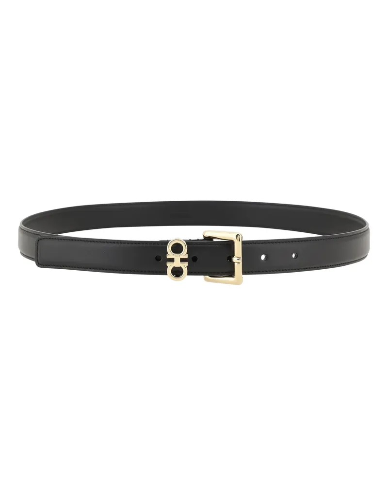 Ferragamo Women's Belt Black Calf Leather Bos Taurus E Braces Black