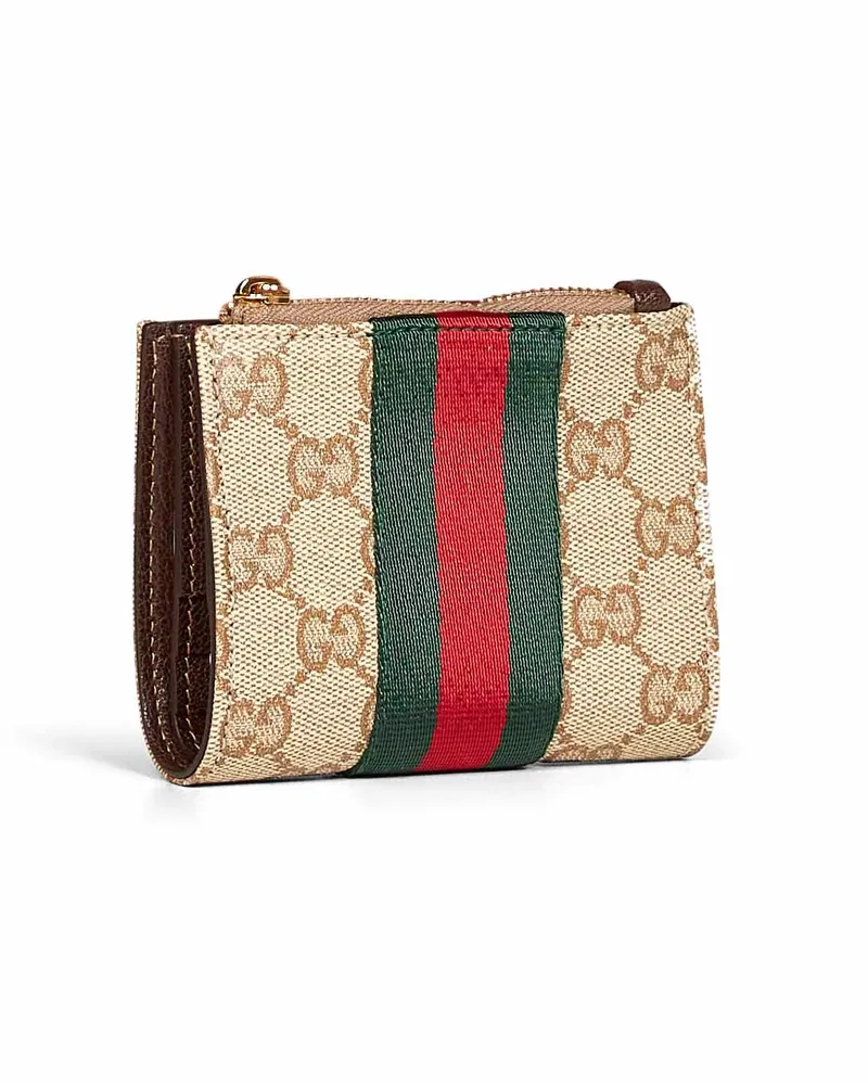 Gucci GG Supreme Canvas Web Stripe Wallet — Beige Beige