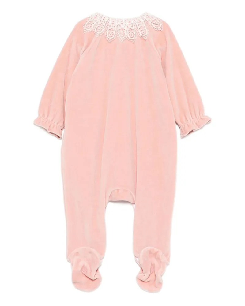 Tartine et Chocolat Lace-Collar Cotton-Blend Bodysuit — Pink Pink