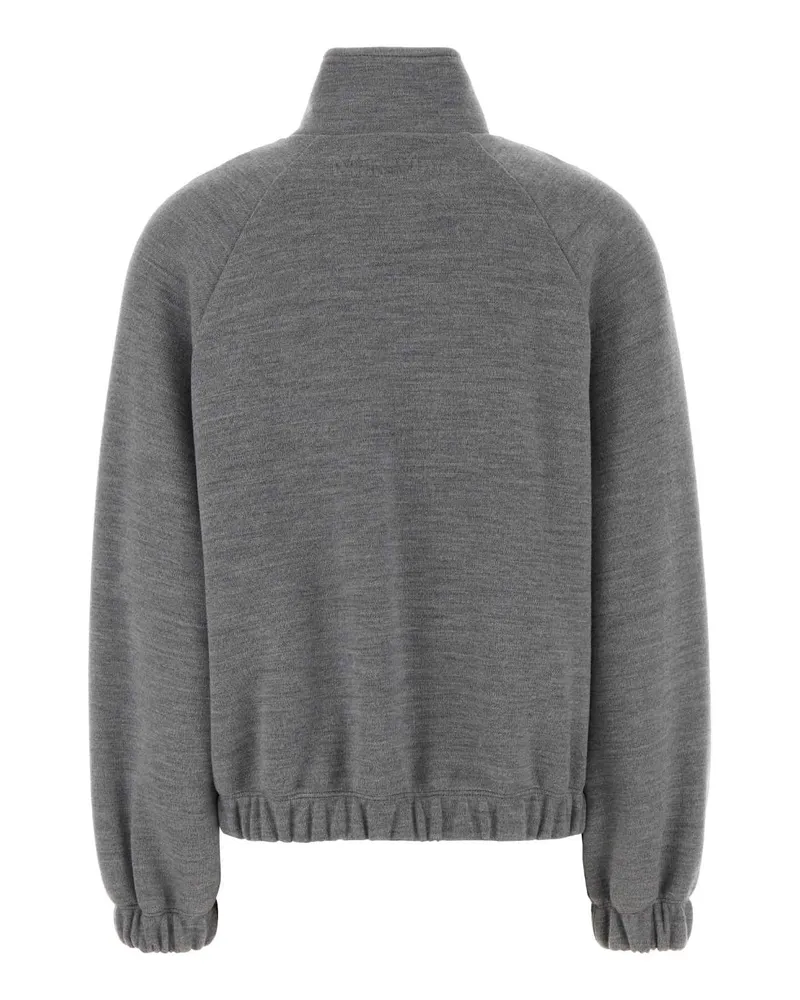 Max Mara Women's Melange Grey Wool Blend Frine Oversize Sweatshirt Grigio Chiaro Exterior: Cotton Felpe Sweater Gray