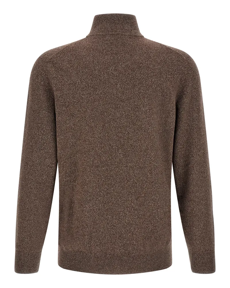 Brunello Cucinelli Cashmere High-Neck Cardigan — Brown Brown