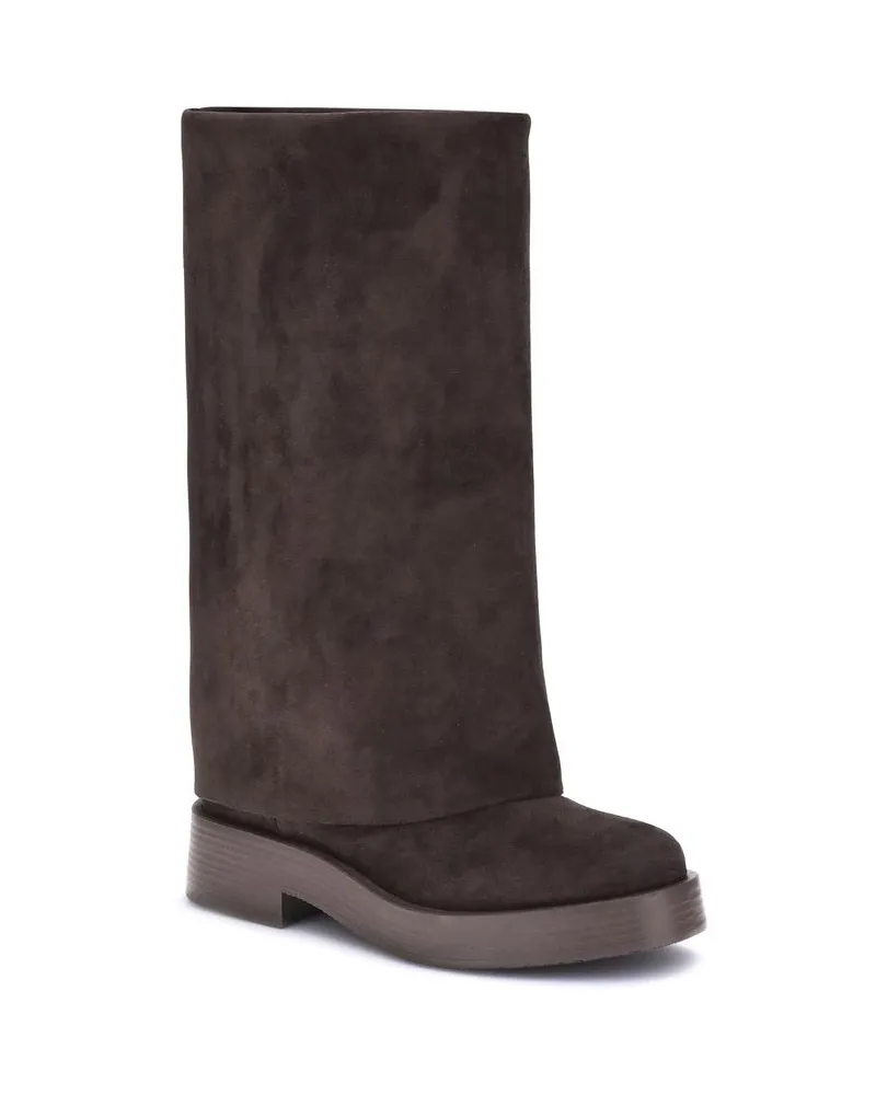 Casadei Women's Brown Polyester Flat Boots Brown