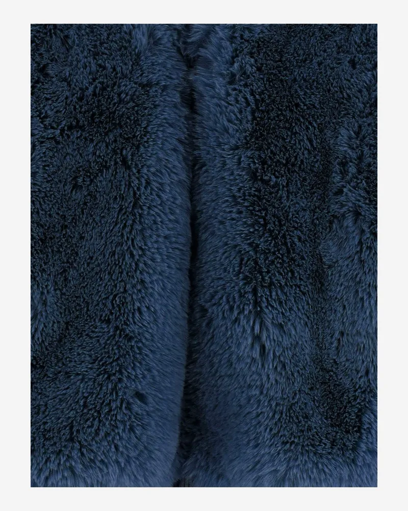 FRANKIE Shop Women's Faux Fur V-Neck Jacket Navy Polyester Navy