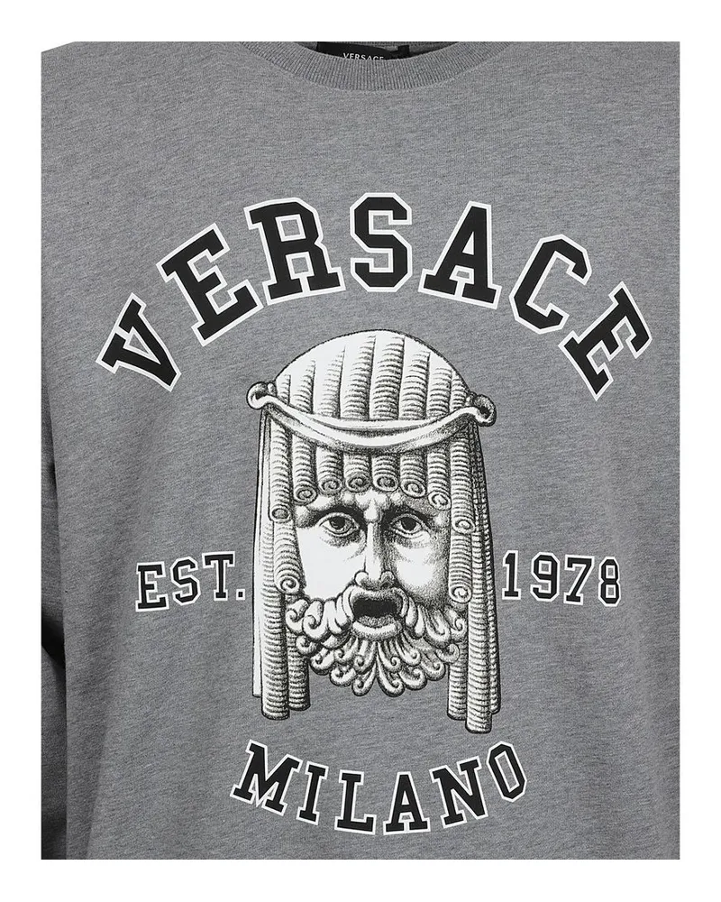 Versace Logo-Graphic Cotton Sweatshirt — Gray Gray