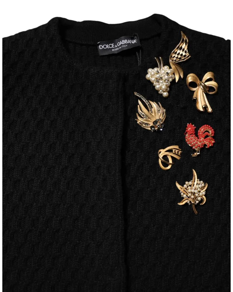 Dolce & Gabbana Women's Black Cashmere Quilted Embellished Jacket Clothing Black