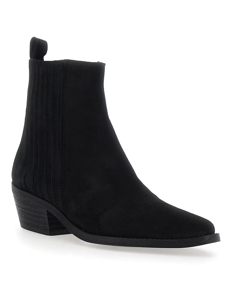 Pollini Women's Heeled Ankle Boots Black Suede Black