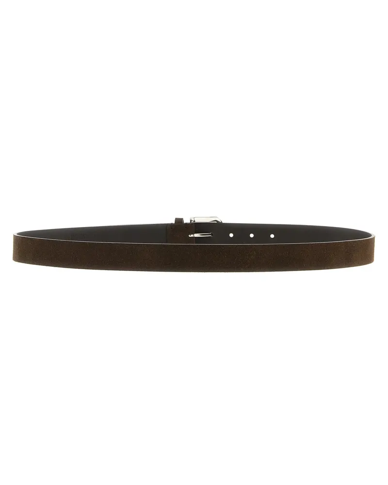 Brunello Cucinelli Men's Brown Bull Skin Regular Belt Brown