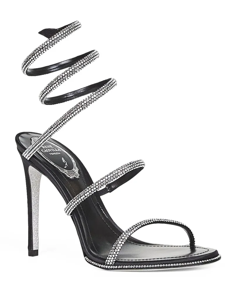 René Caovilla Women's Black Cleo 105 Jeweled Sandals Viscose Black