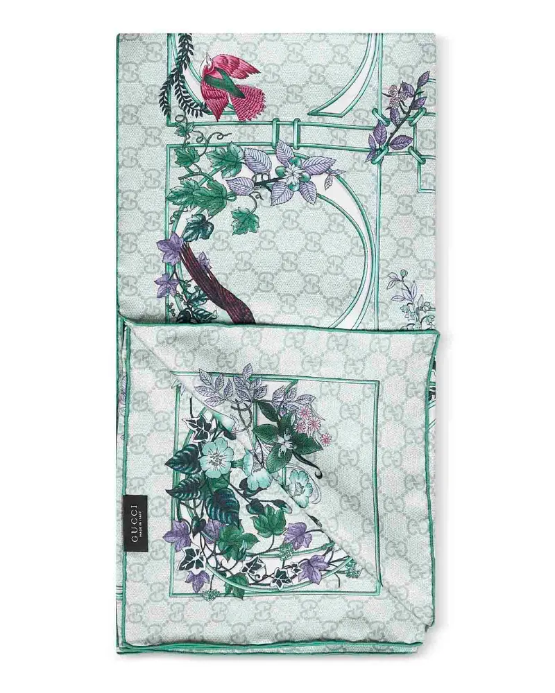 Gucci Women's Scarf Green Silk Twill Scarfs Green