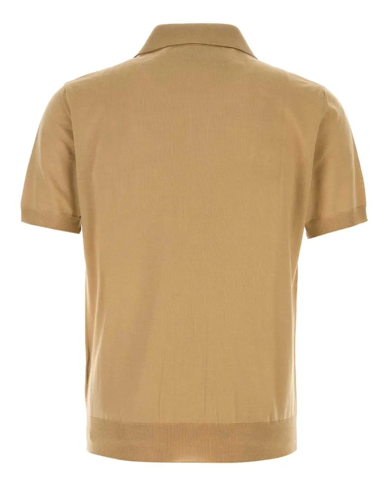 Valentino Garavani Men's Camel Wool Polo Shirt Beige Virgin Beige