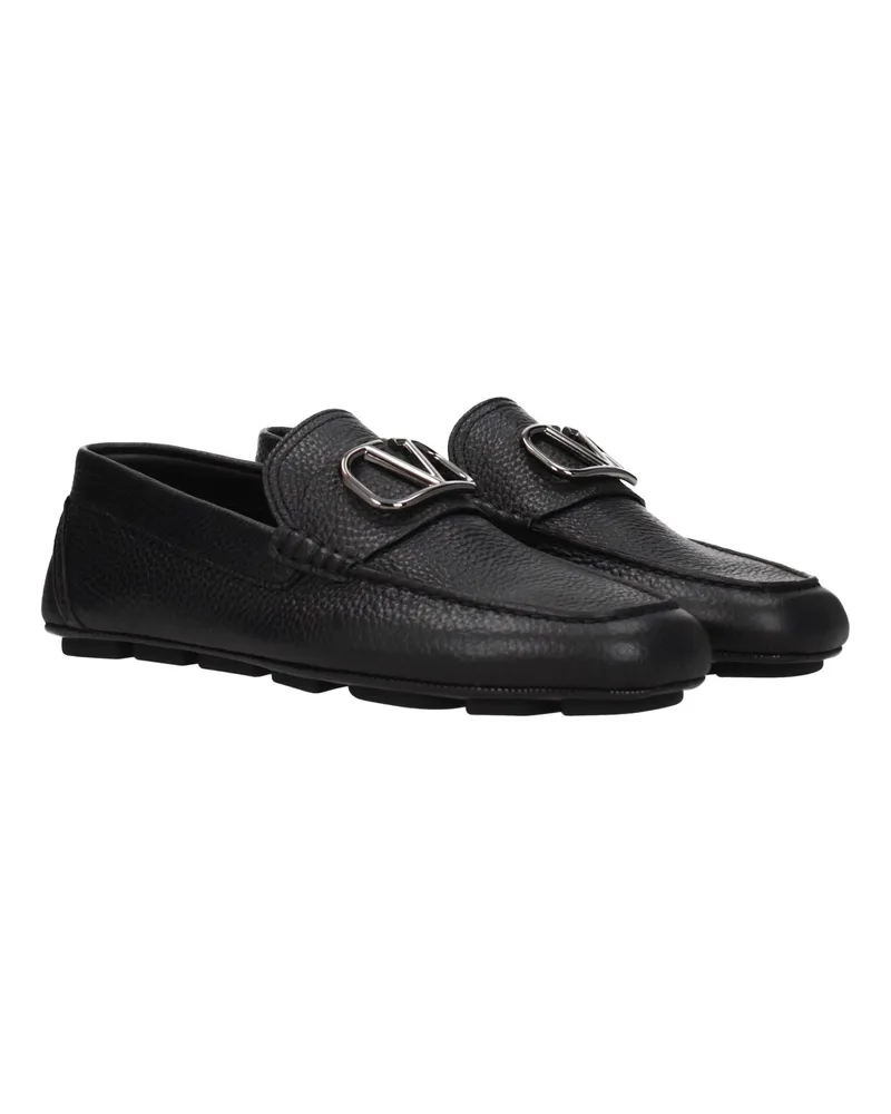 Valentino Garavani Men's Black Leather Slip-On Loafers Black