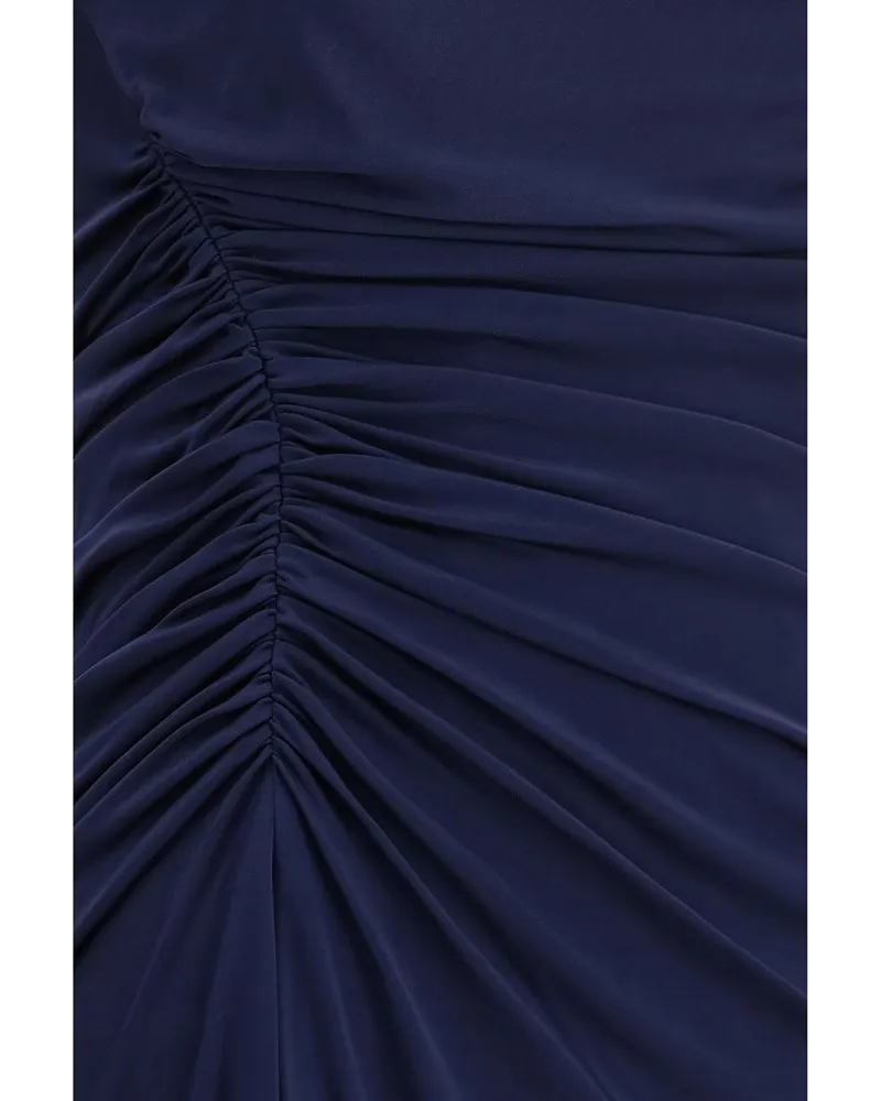 Versace Draped Viscose Column Dress — Navy Navy