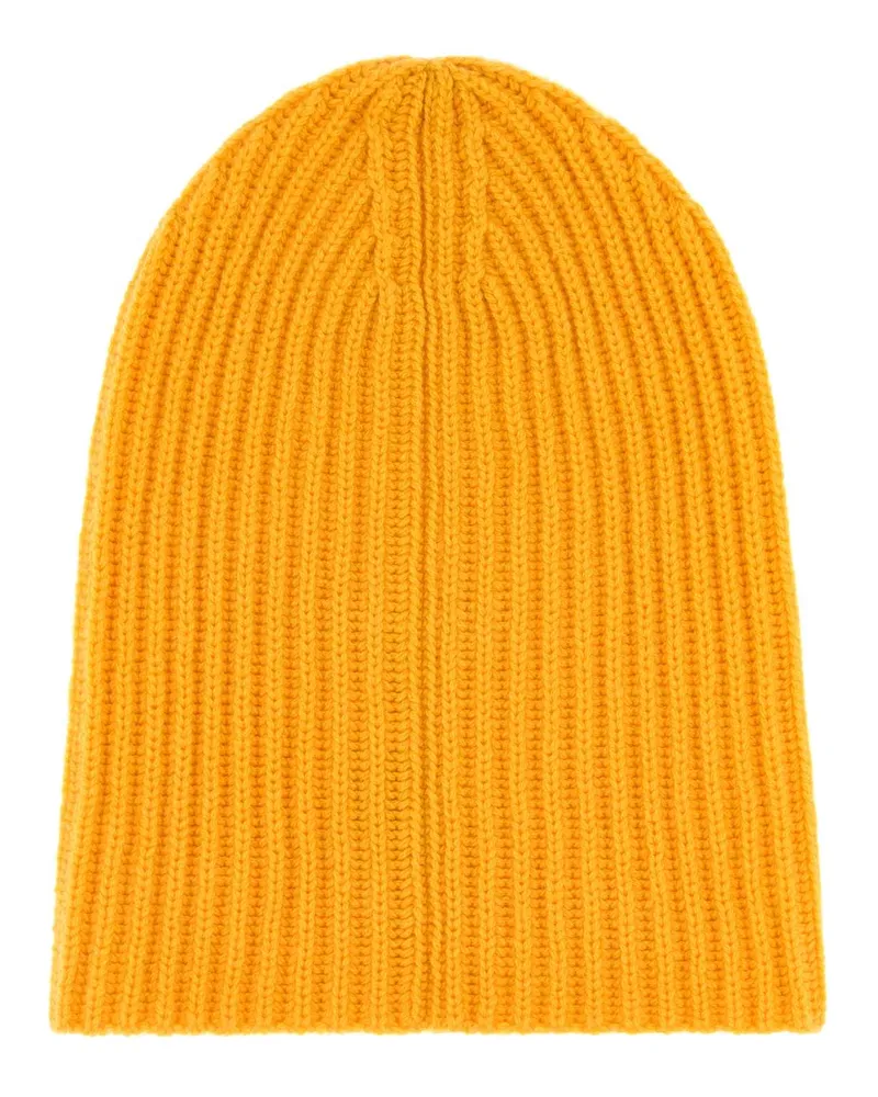 Umit Benan Men's Yellow Cashmere Paradiso Beanie Hat Giallosole Exterior: Cuffie Yellow