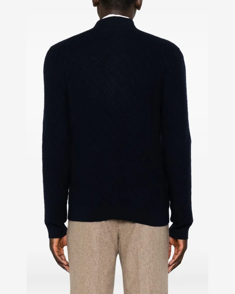 Emporio Armani Wool Zip Cardigan — Navy Navy