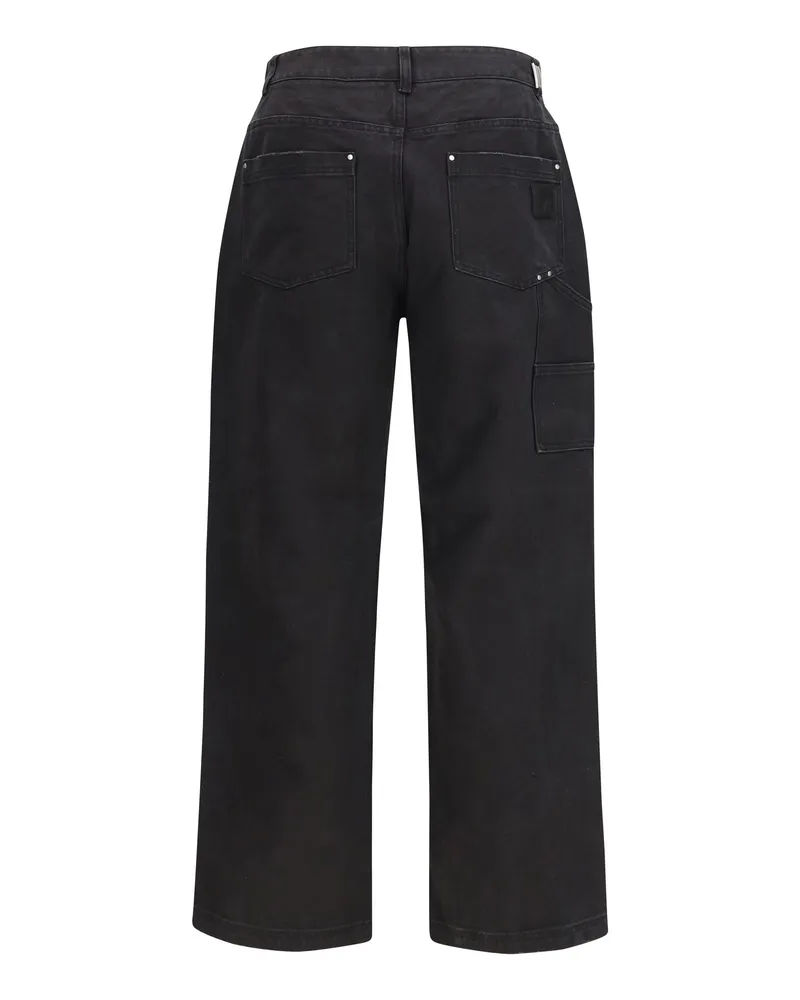 REPRESENT Men Worker Pants Jet Black Cotton Trousers Black