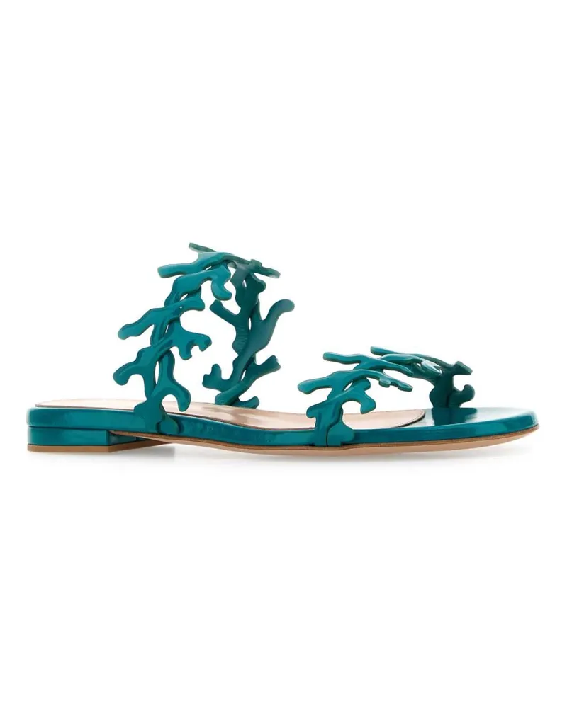 Gianvito Rossi Women's Petrol Blue Nappa Leather Ocean Slippers Teal Sandali Sandal Teal