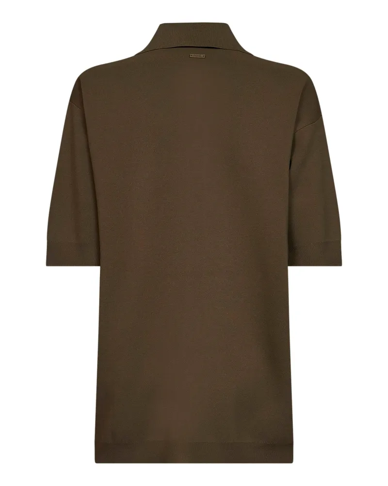Max Mara Women's Polo Shirt Mxmalpino Khaki Green Viscose Knitwear Sweater Green