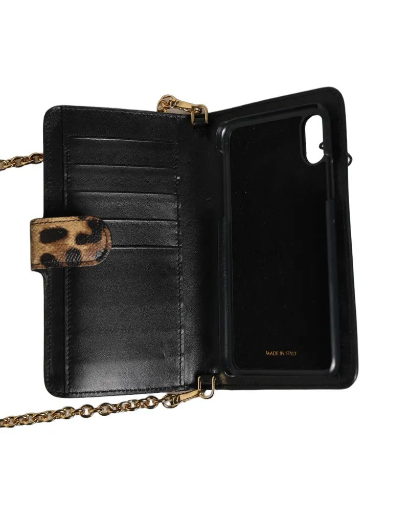 Dolce & Gabbana Women's Leopard-Print Calf Leather Phone Case Brown Card Cases Brown