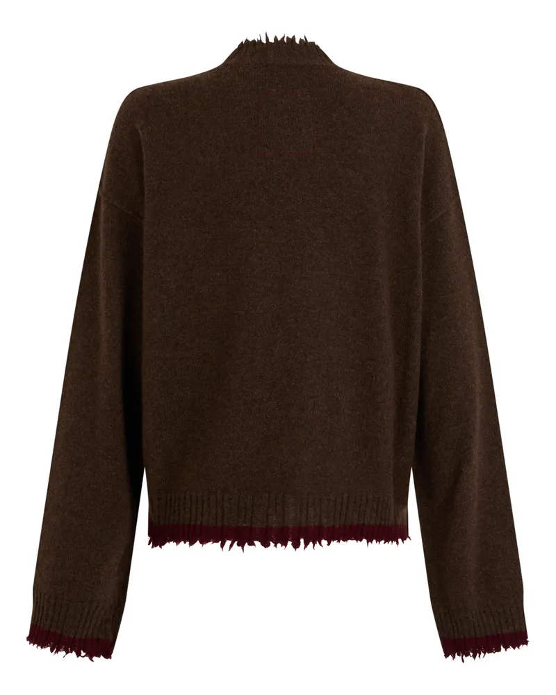Uma Wang Distressed-Trim Cashmere Sweater — Brown Brown