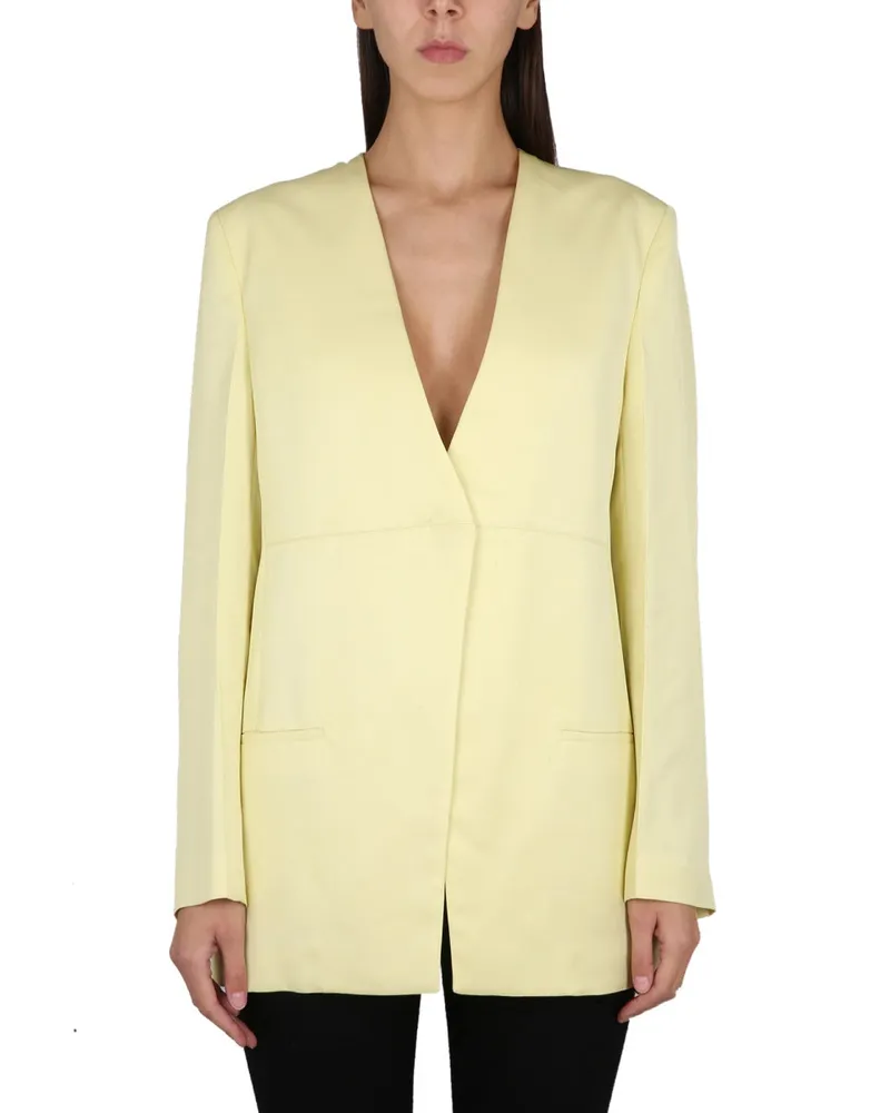 Jil Sander Viscose Back-Slit Jacket — Yellow Yellow