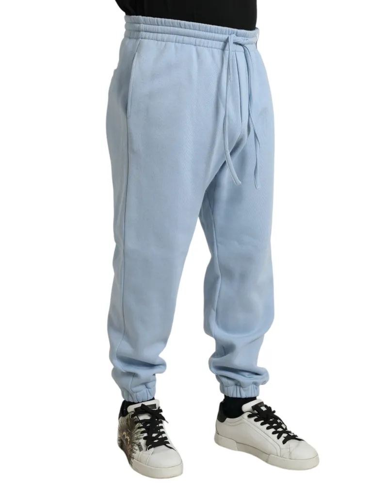 Dolce & Gabbana Light Blue Cotton Sweatpants Men Jogger Pants Polyester Blue