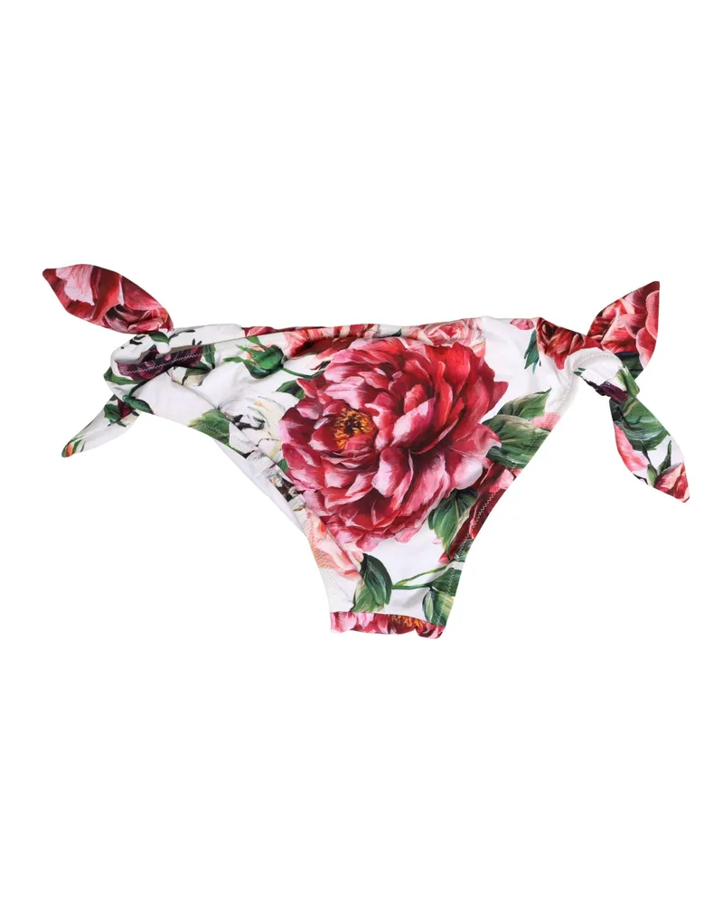 Dolce & Gabbana Women's White Floral Print Swimsuit Bikini Bottom Swimwear Nylon Elastane Clothing White