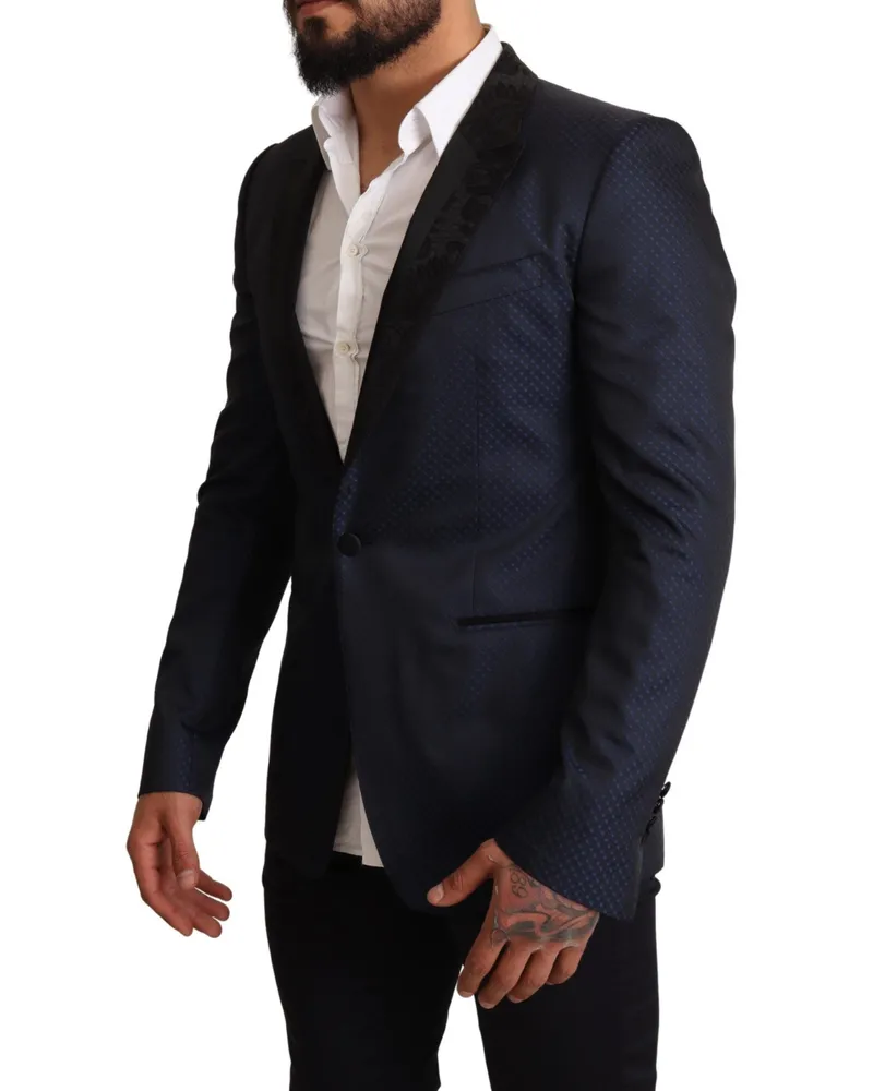 Dolce & Gabbana Men's Blue Wool Slim Fit Martini Blazer Jacket Clothing Blue
