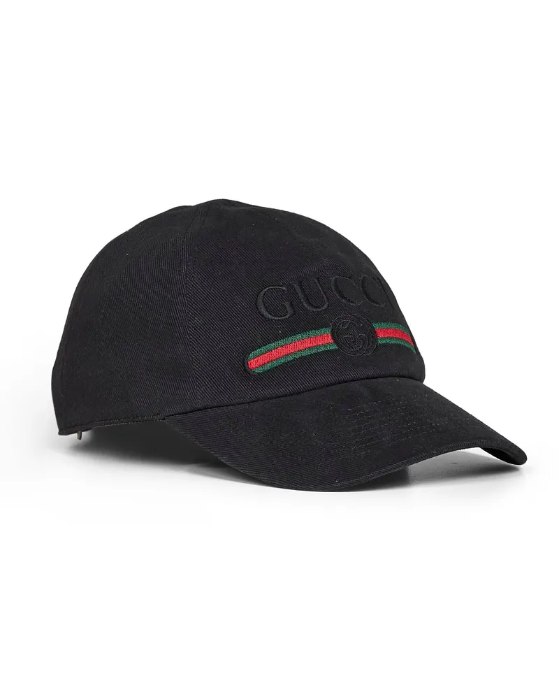 Gucci 8757364HBKG1060 Interlocking GG Embroidery Baseball Cap — Black Black