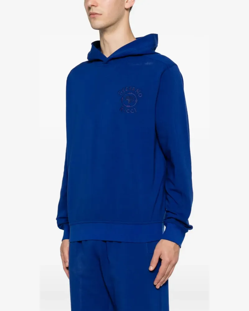 Stefano Ricci Men's Logo-Embroidered Hoodie Ss26 M Blue