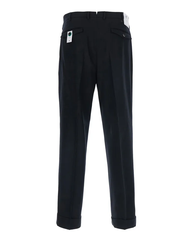 PT TORINO Men's Pants Carrot 2 Pleat Black Trousers Black