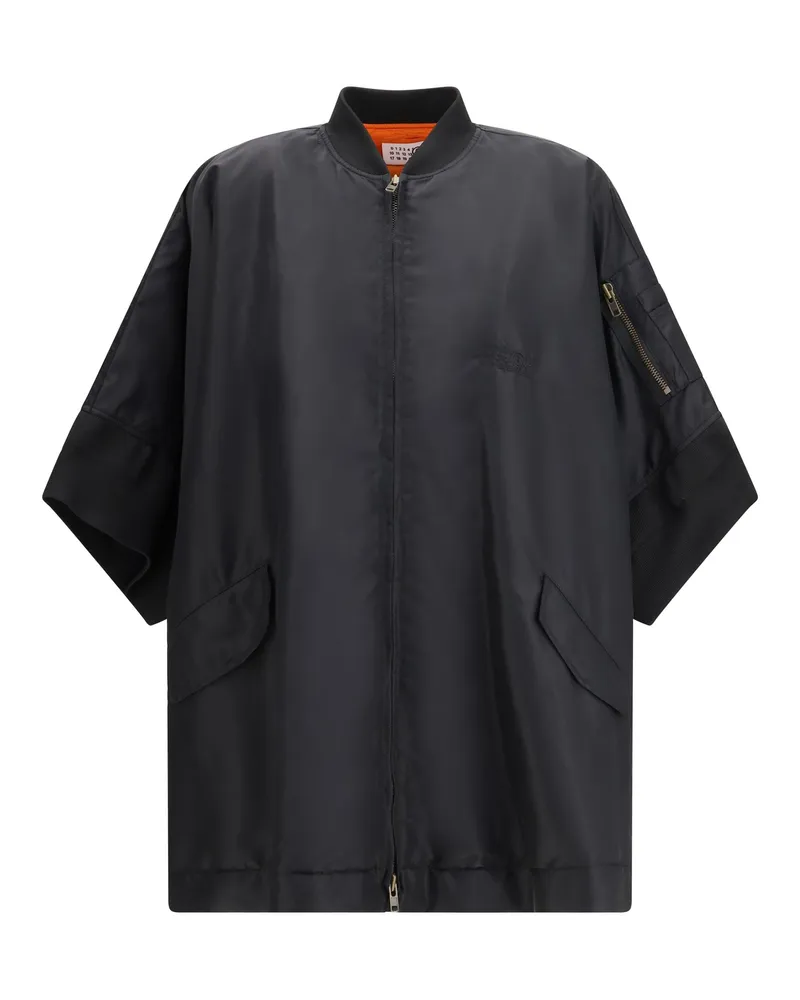 Maison Margiela Nylon Embroidered Cape — Black 