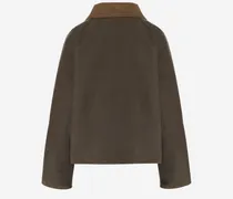 Waxed Cotton with Contrast Collar Jacket — Green