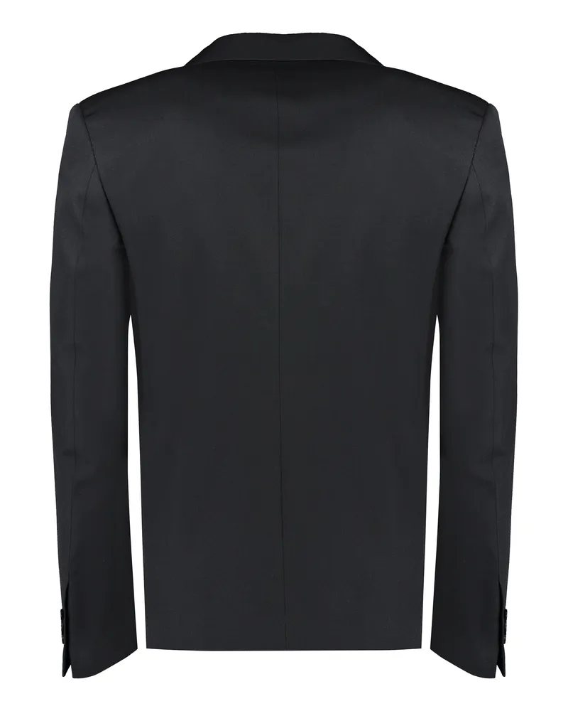 OFF-WHITE Men's Single-Breasted Virgin Wool Jacket Black Suit & Dinner Black