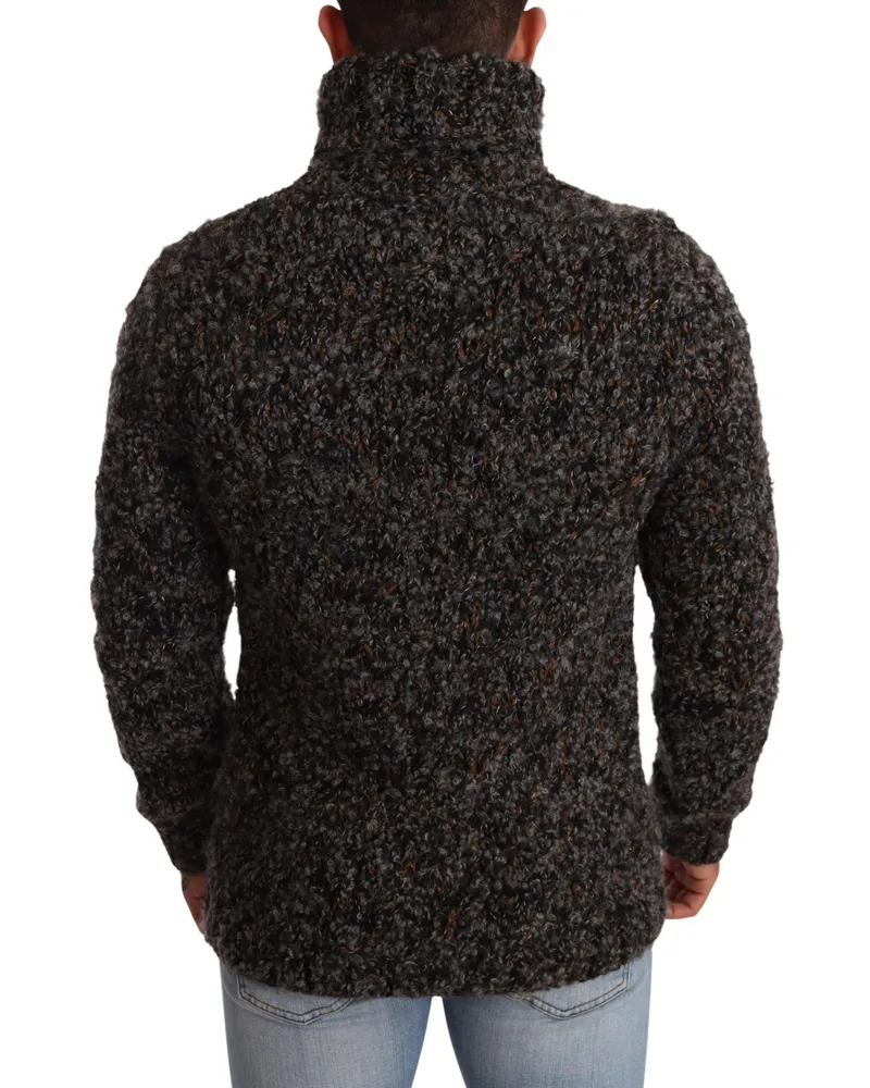 Dolce & Gabbana Men Gray Wool Blend Turtleneck Pullover Sweater Clothing Gray
