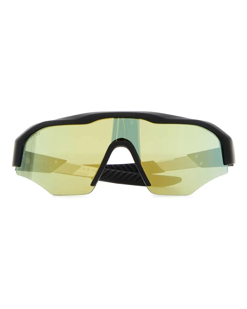 Gucci GG2017S Acetate Shield Sunglasses — Black Black