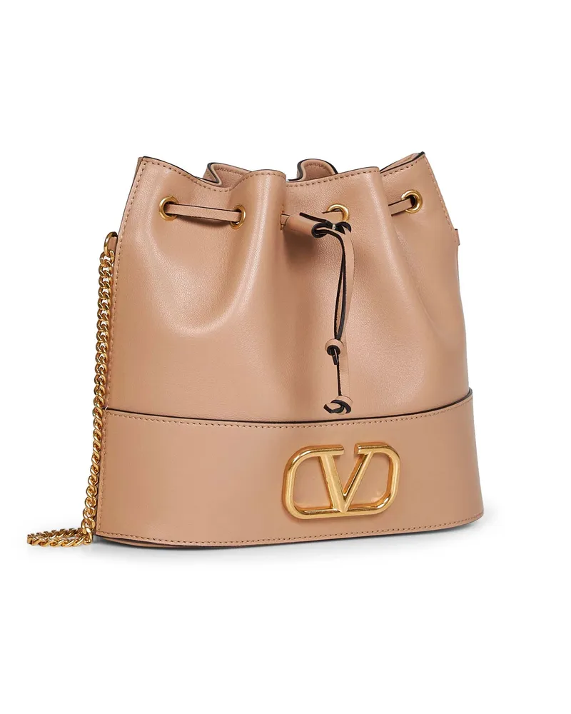 Valentino Garavani Women's Mini Bucket Bag Vlogo Signature Beige Lambskin Beige