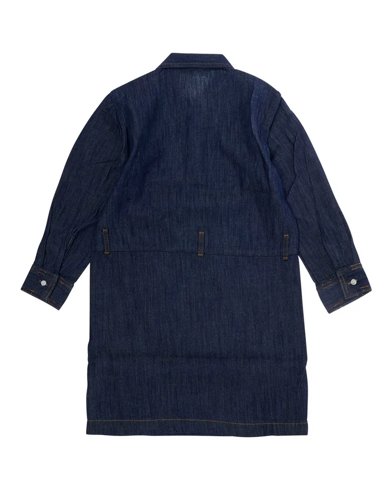 Marni Girls' Long-Sleeved Blue Cotton Dress Navy