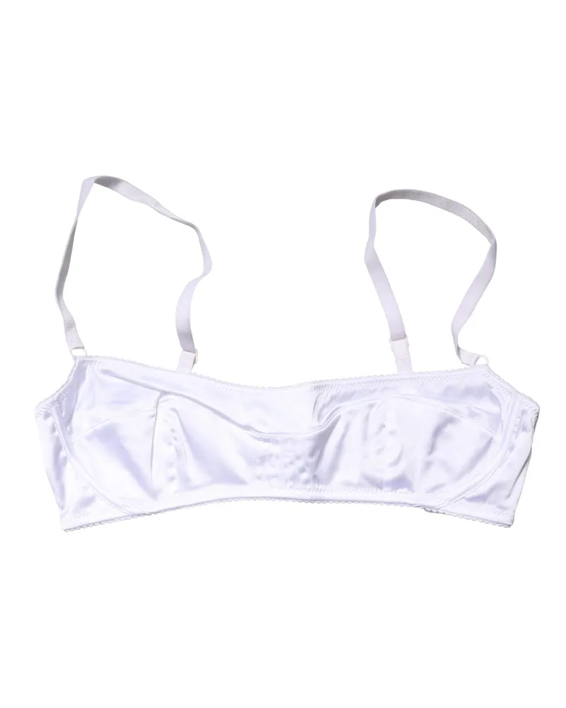 Dolce & Gabbana Women White Semi-Pad Underwire Balconette Bra Underwear Elastane Silk Clothing White