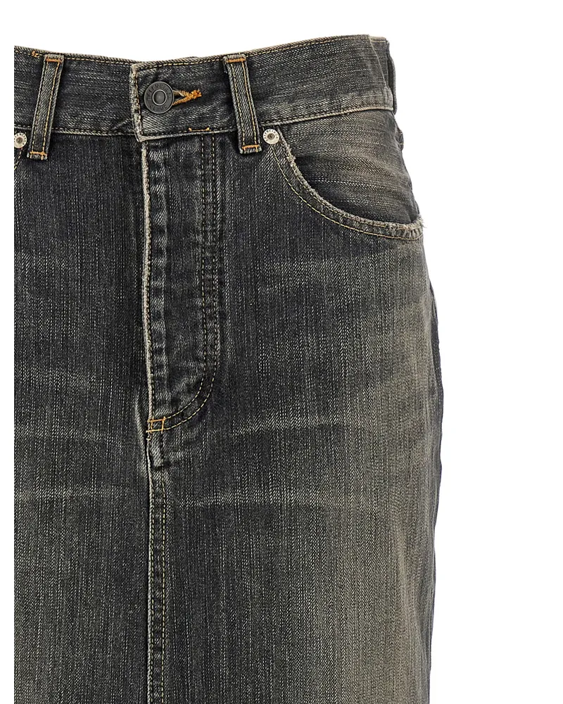 Balenciaga Lace-Up Denim Skirt — Grey Grey