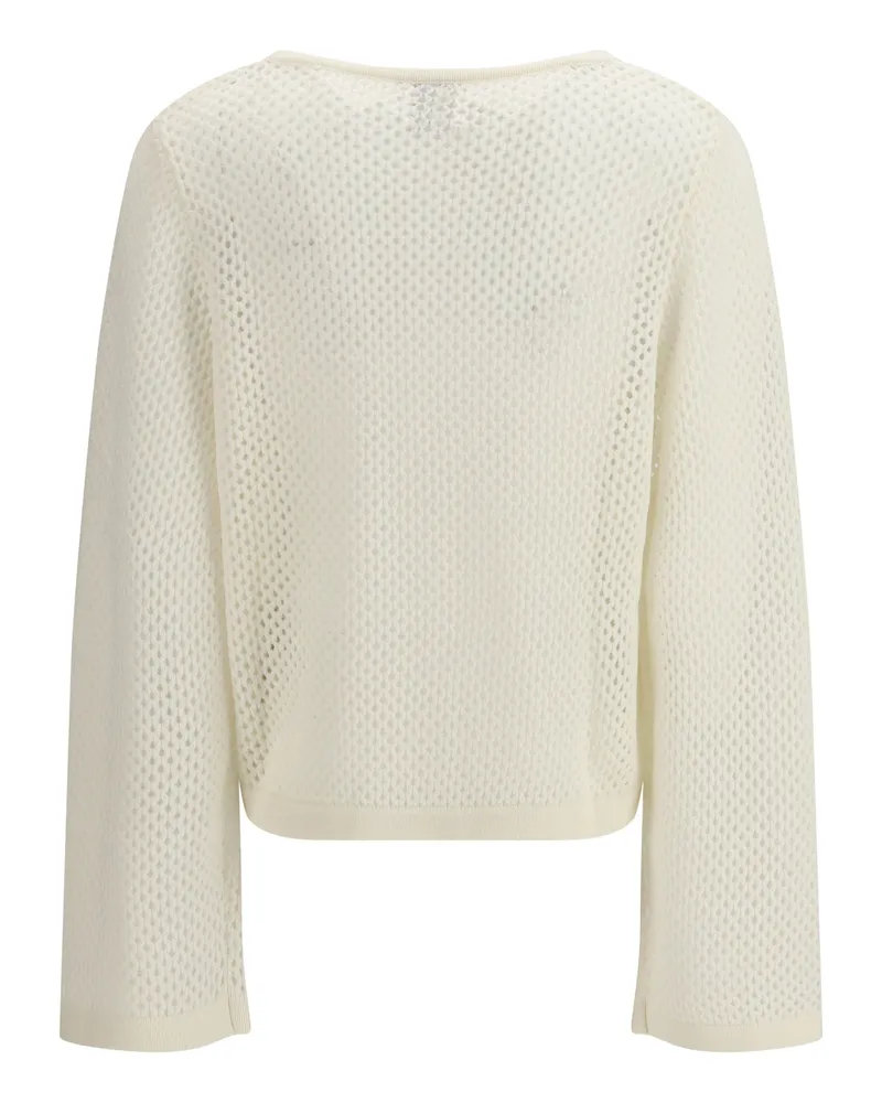 ALLUDE Women's Perforated Boatneck Jumper 40 Sweater Beige