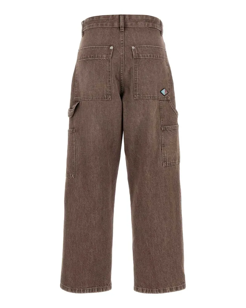 Bottega Veneta Women's Mud Denim Wide-Leg Jeans Brown Exterior: Cotton Brown
