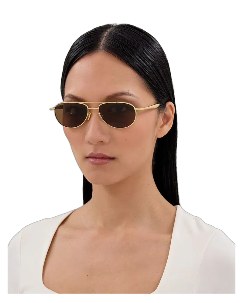 Bottega Veneta Unisex Sunglasses Gold-Brown Metal Gold